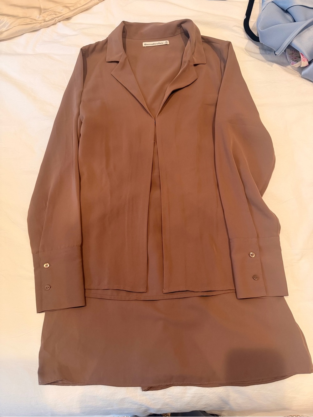 Abercrombie & Fitch Mauve Brown Open-Front Blouse Jacket
